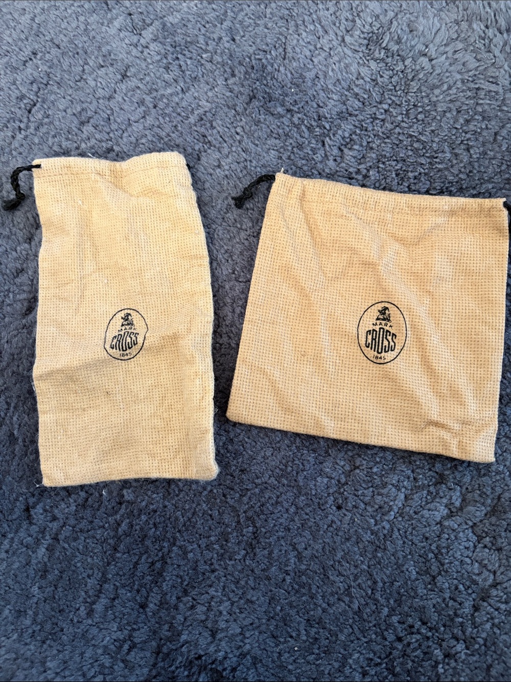 Genuine Mark Cross Beige Canvas Drawstring Pouches- set of 2
